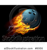Vector Illustration of a 3d Fiery Bowling Ball Flying over Black by AtStockIllustration