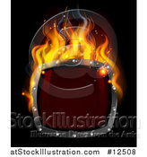 Vector Illustration of a 3d Fiery Hot Shield on Black by AtStockIllustration