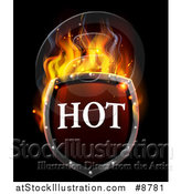 Vector Illustration of a 3d Flaming Hot Shield on Black by AtStockIllustration