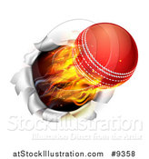 Vector Illustration of a 3d Flying and Blazing Cricket Ball Breaking Through a Wall by AtStockIllustration