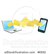 Vector Illustration of a 3d Folder File Transfer from a Laptop to a Smart Cell Phone by AtStockIllustration
