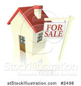 Vector Illustration of a 3d for Sale Sign and Cute Little House with a Reflection by AtStockIllustration