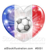 Vector Illustration of a 3d French Flag Heart and Soccer Ball by AtStockIllustration