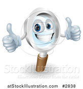 Vector Illustration of a 3d Friendly Magnifying Glass Mascot Holding Two Thumbs up by AtStockIllustration