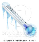 Vector Illustration of a 3d Frozen Thermometer with Winter Ice by AtStockIllustration