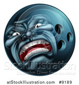 Vector Illustration of a 3d Furious Bowling Ball Mascot Character by AtStockIllustration