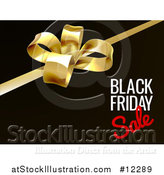 Vector Illustration of a 3d Gift Bow and Black Friday Sale Text on Black by AtStockIllustration