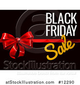 Vector Illustration of a 3d Gift Bow and Black Friday Sale Text on Black by AtStockIllustration