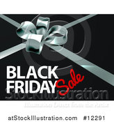 Vector Illustration of a 3d Gift Bow and Black Friday Sale Text on Black by AtStockIllustration