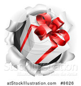 Vector Illustration of a 3d Gift Box Breaking Through a Wall by AtStockIllustration
