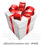 Vector Illustration of a 3d Gift Box with a Red Bow by AtStockIllustration