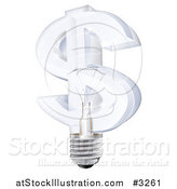 Vector Illustration of a 3d Glass Dollar Symbol Light Bulb by AtStockIllustration