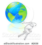 Vector Illustration of a 3d Globe Attached to Silver Keys by AtStockIllustration