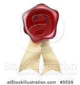 Vector Illustration of a 3d Globe Red Wax Seal and Parchment Ribbons by AtStockIllustration