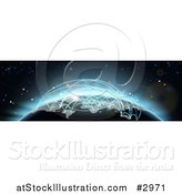 Vector Illustration of a 3d Globe with Blue Glowing Flight Plans by AtStockIllustration