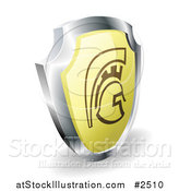 Vector Illustration of a 3d Gold and Chrome Spartan Trojan or Roman Shield by AtStockIllustration