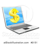 Vector Illustration of a 3d Gold Dollar Symbol on a Laptop Screen by AtStockIllustration