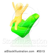 Vector Illustration of a 3d Gold Man Cheering on a Check Mark by AtStockIllustration
