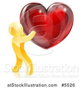 Vector Illustration of a 3d Gold Man Holding a Red Heart by AtStockIllustration