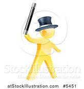 Vector Illustration of a 3d Gold Man Magician Holding up a Wand by AtStockIllustration