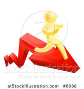 Vector Illustration of a 3d Gold Man Running on a Red Arrow by AtStockIllustration