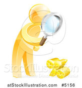 Vector Illustration of a 3d Gold Man Searching for a Low Percentage Rate by AtStockIllustration