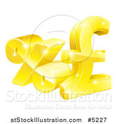 Vector Illustration of a 3d Gold Percent and Pound Sterling Currency Symbols by AtStockIllustration