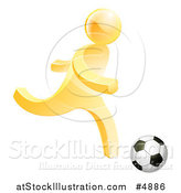 Vector Illustration of a 3d Gold Person Playing Soccer by AtStockIllustration