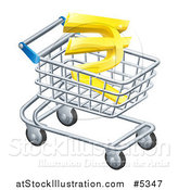 Vector Illustration of a 3d Gold Rupee in a Shopping Cart by AtStockIllustration