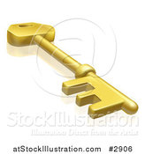Vector Illustration of a 3d Gold Skeleton Key with a Reflection by AtStockIllustration