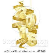 Vector Illustration of a 3d Gold Suspended New Year 2016 Design with a Text Banner by AtStockIllustration