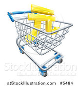 Vector Illustration of a 3d Gold Yuan Currency Symbol in a Shopping Cart by AtStockIllustration