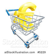 Vector Illustration of a 3d Golden Euro Currency Symbol in a Shopping Cart by AtStockIllustration