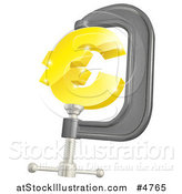 Vector Illustration of a 3d Golden Euro Symbol in a Clamp by AtStockIllustration