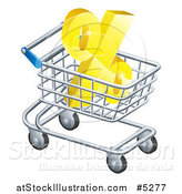 Vector Illustration of a 3d Golden Percent Discount Symbol in a Shopping Cart by AtStockIllustration