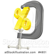 Vector Illustration of a 3d Golden Percent Symbol in a Clamp by AtStockIllustration