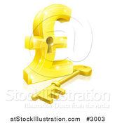 Vector Illustration of a 3d Golden Skeleton Key and Pound Sterling Key Hole by AtStockIllustration