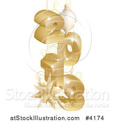 Vector Illustration of a 3d Golden Year 2013 with Christmas Baubles by AtStockIllustration