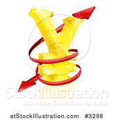 Vector Illustration of a 3d Golden Yen Currency Symbol with Spiraling Arrows by AtStockIllustration