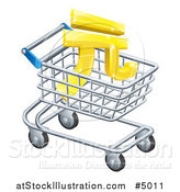 Vector Illustration of a 3d Golden Yuan Currency Symbol in a Shopping Cart by AtStockIllustration