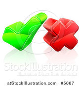 Vector Illustration of a 3d Green Check Mark and Red Cross by AtStockIllustration