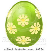 Vector Illustration of a 3d Green Easter Egg with Yellow Flowers by AtStockIllustration