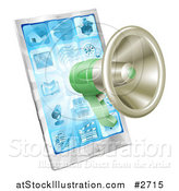 Vector Illustration of a 3d Green Megaphone over a Cell Phone by AtStockIllustration