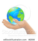 Vector Illustration of a 3d Hand Holding Earth Featuring the Atlantic by AtStockIllustration