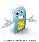 Vector Illustration of a 3d Happy Blue SIM Card Mascot by AtStockIllustration