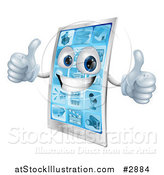 Vector Illustration of a 3d Happy Cell Phone Character Holding Two Thumbs up by AtStockIllustration