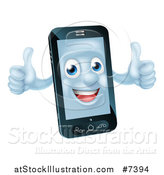 Vector Illustration of a 3d Happy Cell Phone Character Holding Two Thumbs up by AtStockIllustration