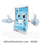 Vector Illustration of a 3d Happy Cell Phone Mascot Holding a Thumb up by AtStockIllustration