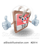 Vector Illustration of a 3d Happy Desk Calendar Holding Two Thumbs up by AtStockIllustration