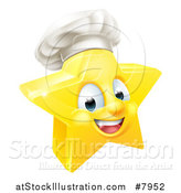 Vector Illustration of a 3d Happy Golden Chef Star Emoji Emoticon Character by AtStockIllustration